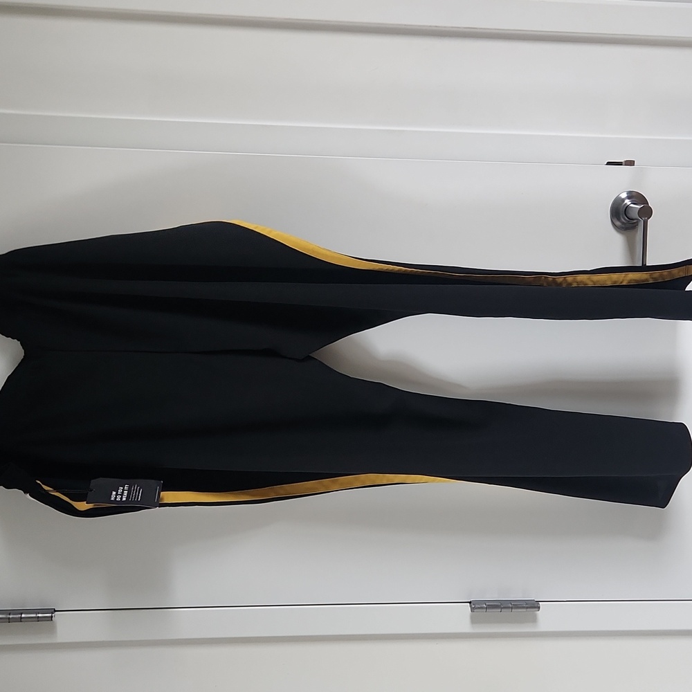 Black Track Pants with Yellow and White Stripes - Picture 3 of 3